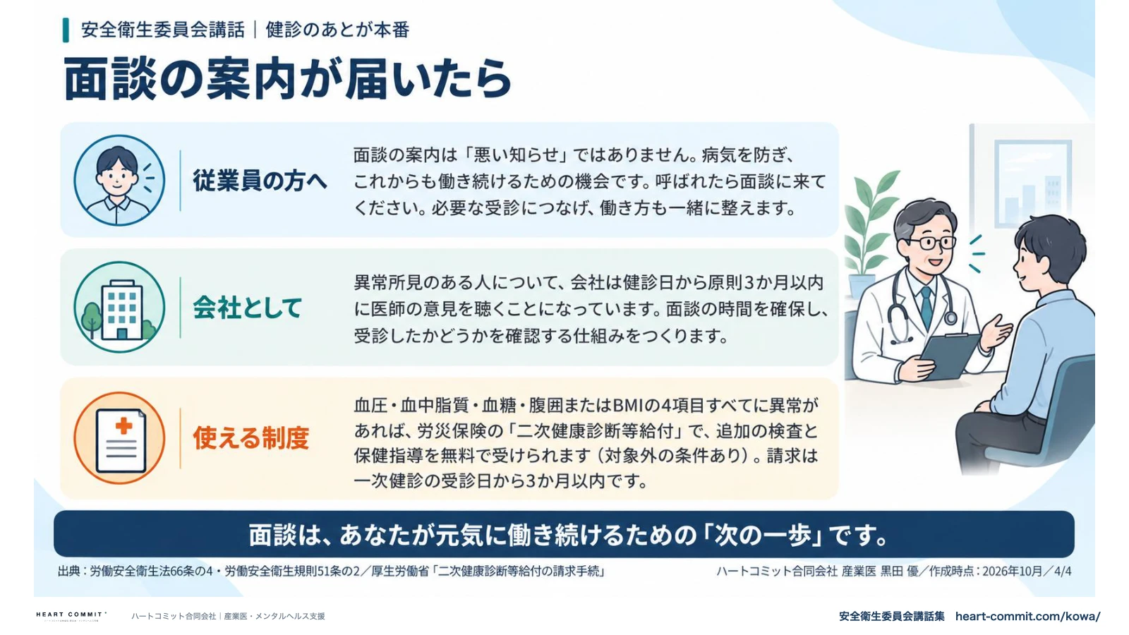 面談の案内が届いたら｜従業員・会社・使える制度（二次健康診断等給付）