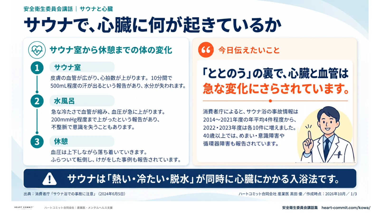 サウナで、心臓に何が起きているか|サウナ室・水風呂・休憩での体の変化